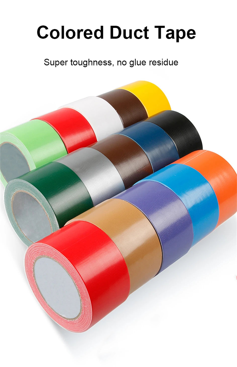 4.5cm*10m Colored Extra Strong Self-adhesive Tape Waterproof Heavy Duty No Residue Craft Duct Tape for DIY Art Packaging Coding