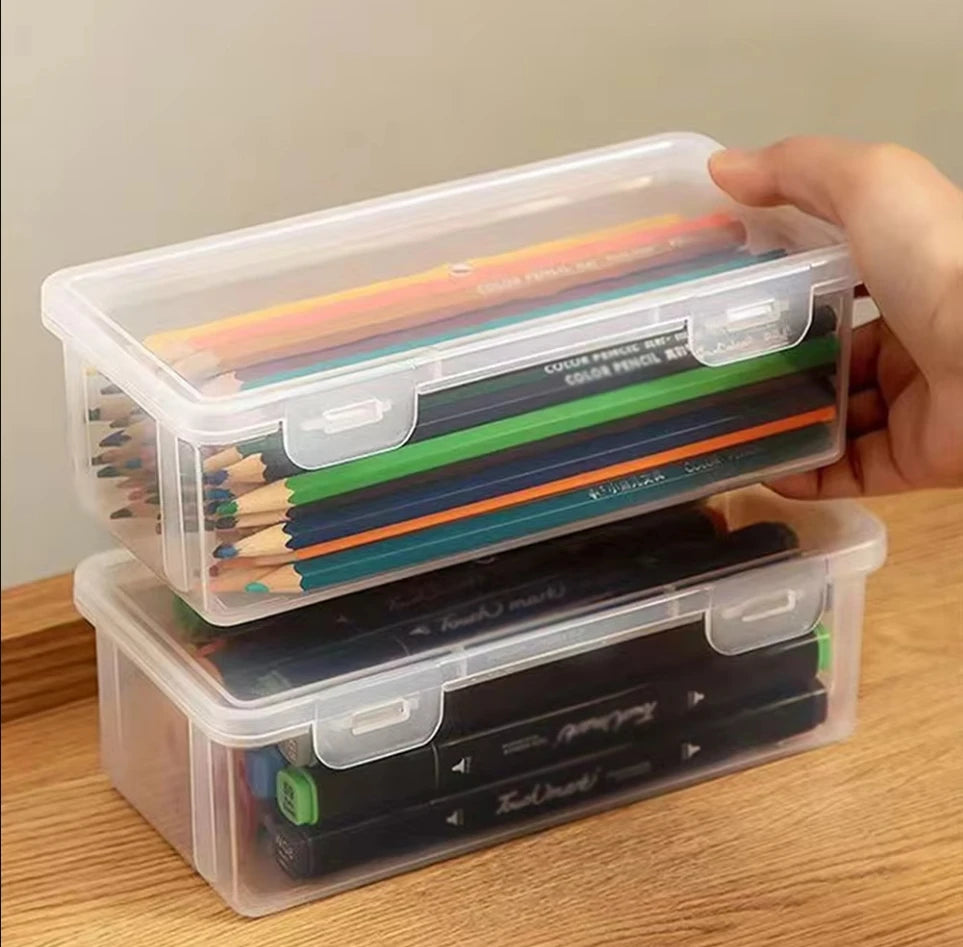 1pc Translucent PencCase Large Capacity Lightweight Convenient for School Supplies Storage Pen Box Organizer Box