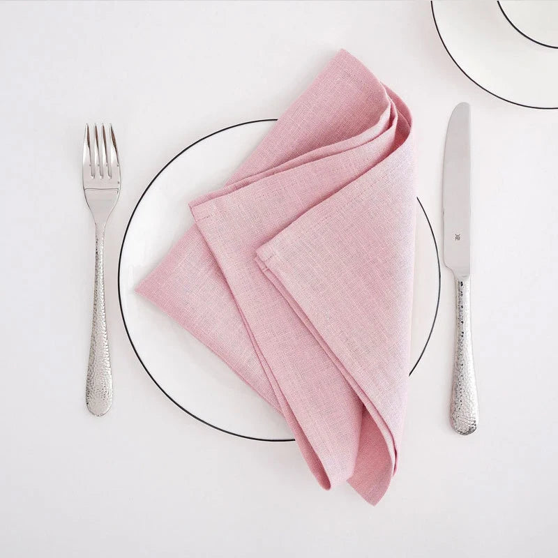 Set of 4 Cloth Napkins 100% Pure Linen 16x16Inch Hemmed Dinner Napkins Easy Care Machine Washable for Christmas Wedding Party
