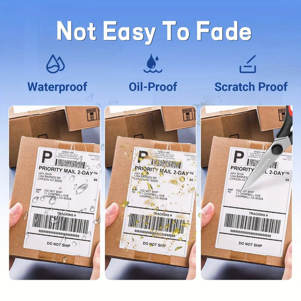 4x6 Inch Direct Thermal Labels Printer Paper 100x150mm Fan-Fold Labels Shipping Supplies Waterproof for D100 D200 Printer