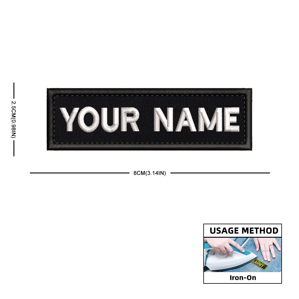 Rectangular Personalized Name Patch Stripes Badge tags Different Sizes Iron On Or Hook Loop Embroidered Military Name Patches