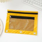 Double Zipper Pen Bag 3 Rings Binders Pencil Case File Bag Pencil Box For Erasers Rulers Markers Storage