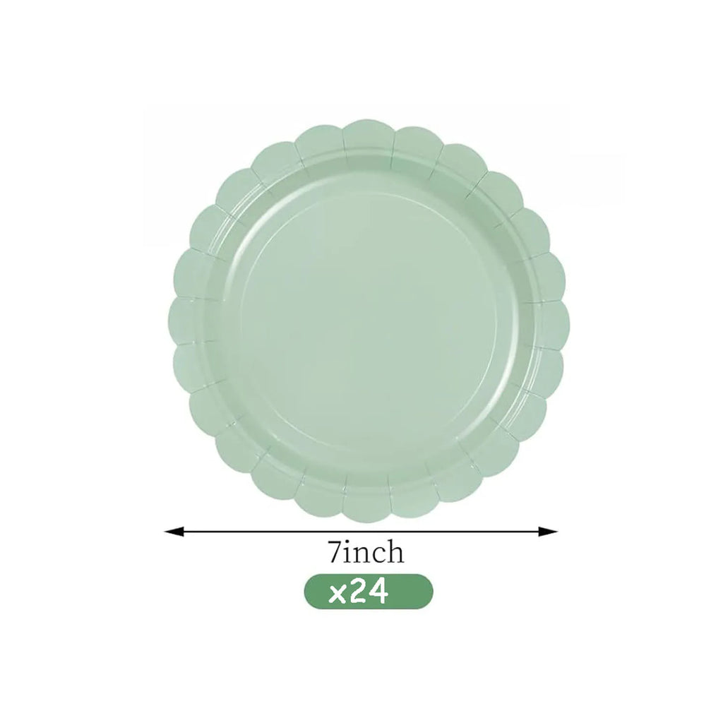 96 Pcs Sage Green Paper Plates And Napkins, 24 Guest Sage Green Party Supplies For Wedding, Birthday,Valentine's Day, Ramadan