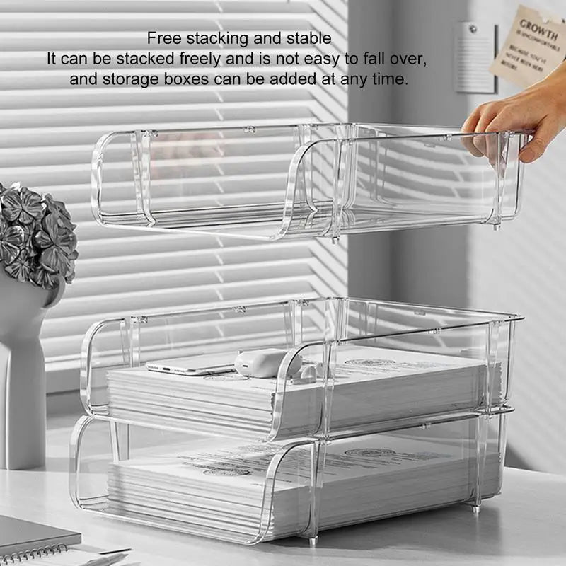 Office Desktop Organizer A4 Paper Drawer Storage Box Stackable File Cabinet Pen Holder Document Case Holder A4 Size Storage Box