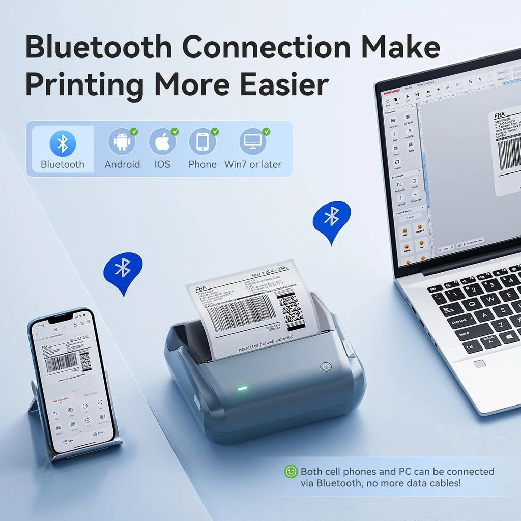 NIIMBOT B4 Potable 4inch Label Printer 20-110mmm Print Width Label Shipping Barcode Sitcker Big Size Multiple Devices Connected