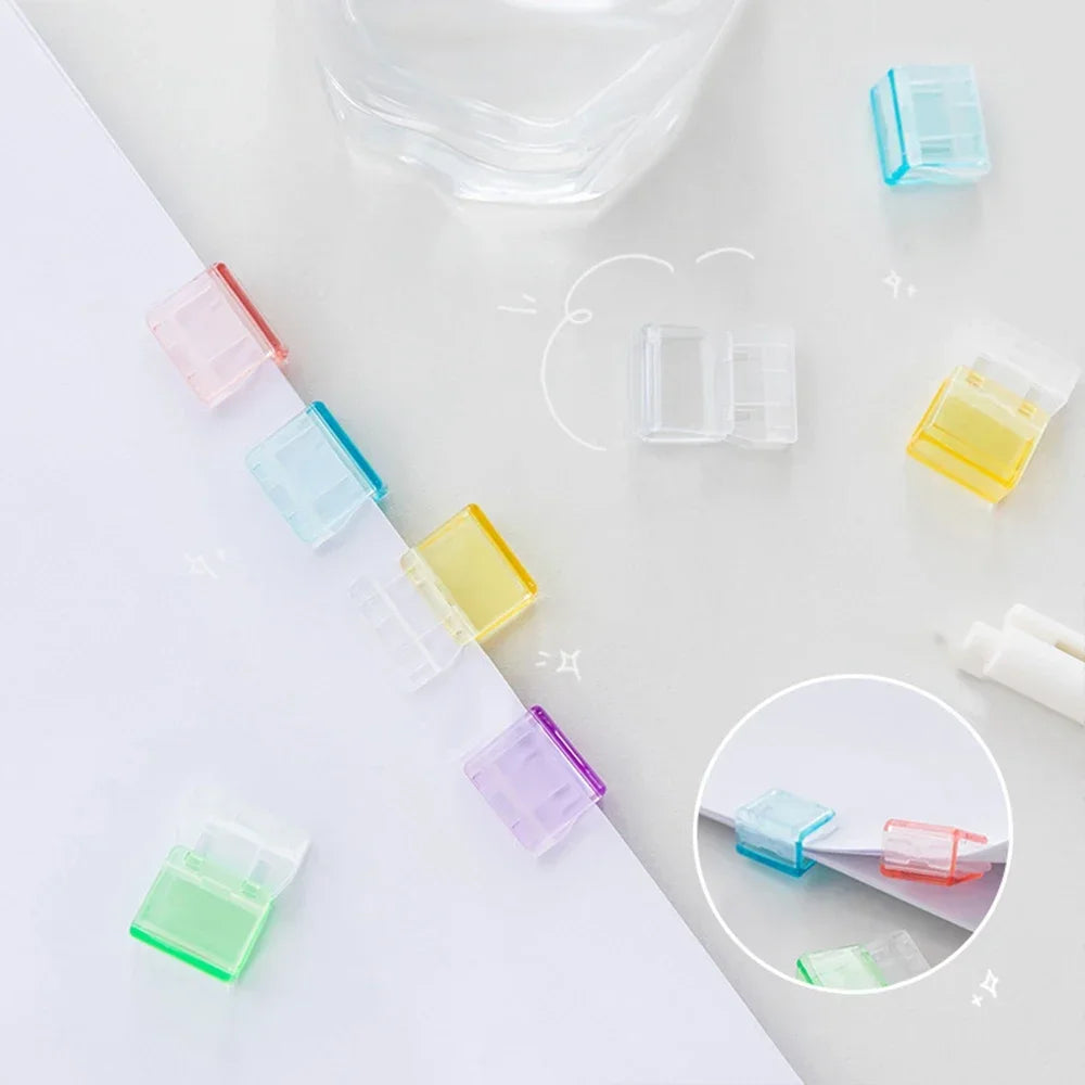 Candy Color Push Paperclip Pusher Transparent Test Paper File Storage Clip Bookmark Student Stationery School Office Supplies