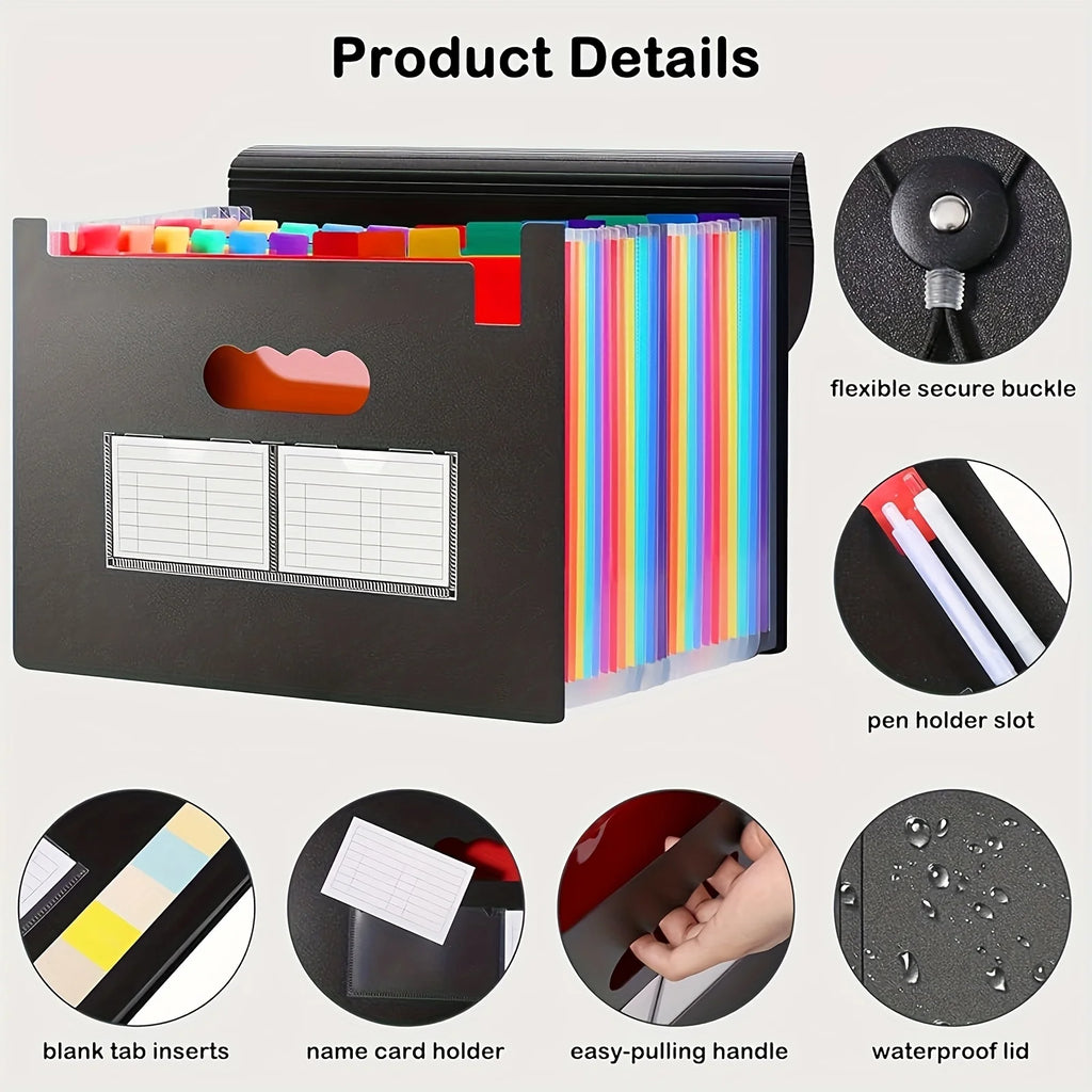 25/13 Pockets Plastic Three Sided Sealed Hanging Rope Flip Organ Bag A4 Multi-layer Folder Office File Storage Bag