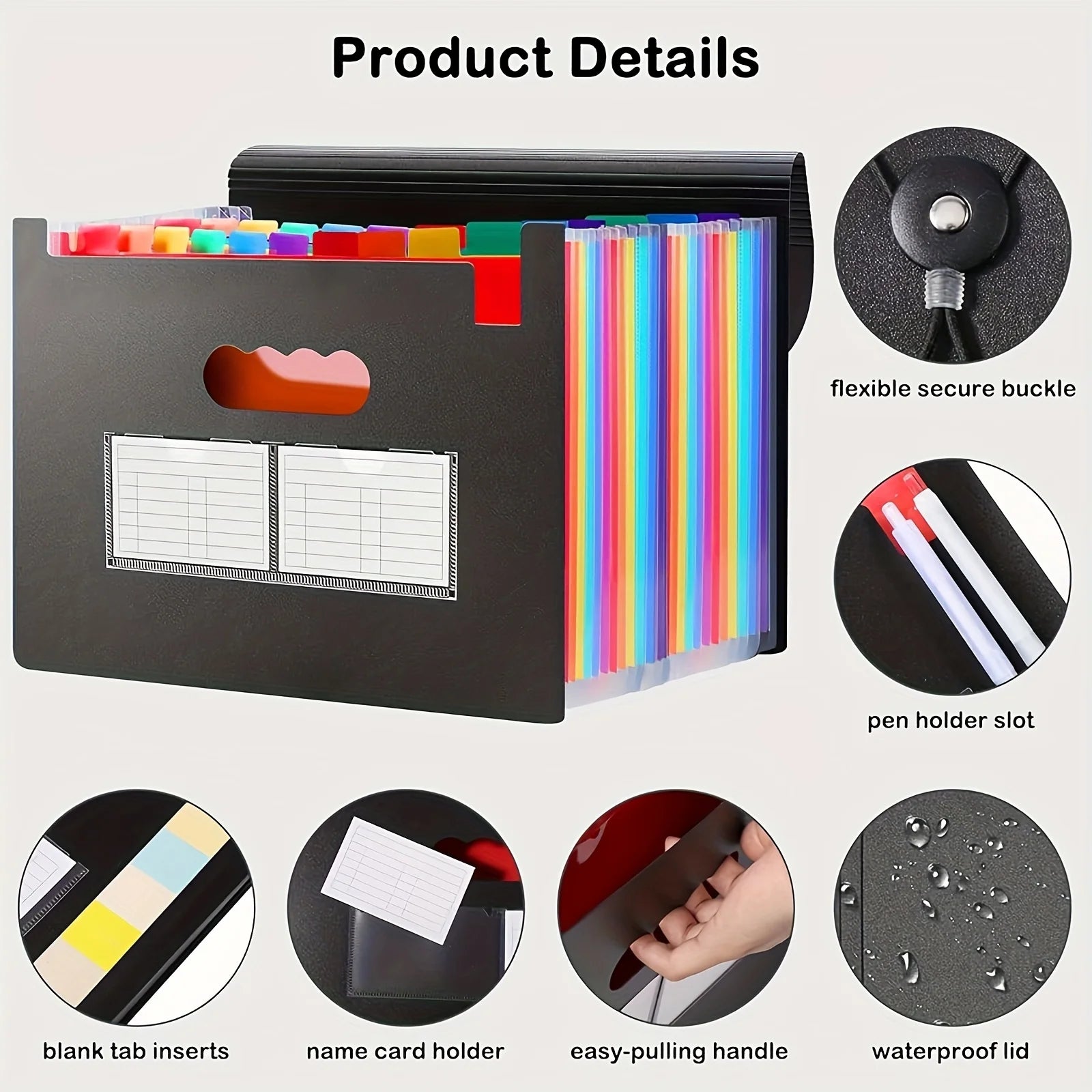 25/13 Pockets Plastic Three Sided Sealed Hanging Rope Flip Organ Bag A4 Multi-layer Folder Office File Storage Bag