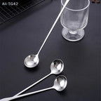 pogyrt Stainless Steel Long Handle Stir Spoon For Cocktails, Ice Coffee, And Tea - Mixing Spoon With Easy Grip Handle