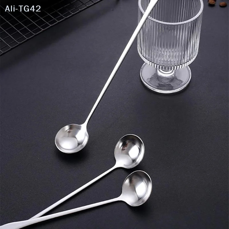 pogyrt Stainless Steel Long Handle Stir Spoon For Cocktails, Ice Coffee, And Tea - Mixing Spoon With Easy Grip Handle