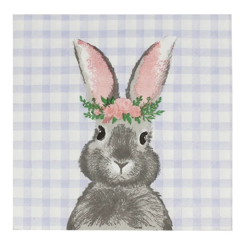 20pcs 25cm 2-Ply Easter Bunny Element Colorful Napkins Plaid Square Napkins Party Decoration Paper Placemats Pink Ears Paper