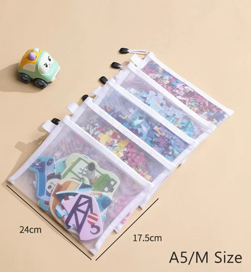 Transparent  A4/A5/A6 Mesh Zipper Pouch Clear Document Bag Book File Folders Stationery Pencil Case Storage Bags Makeup Pouch