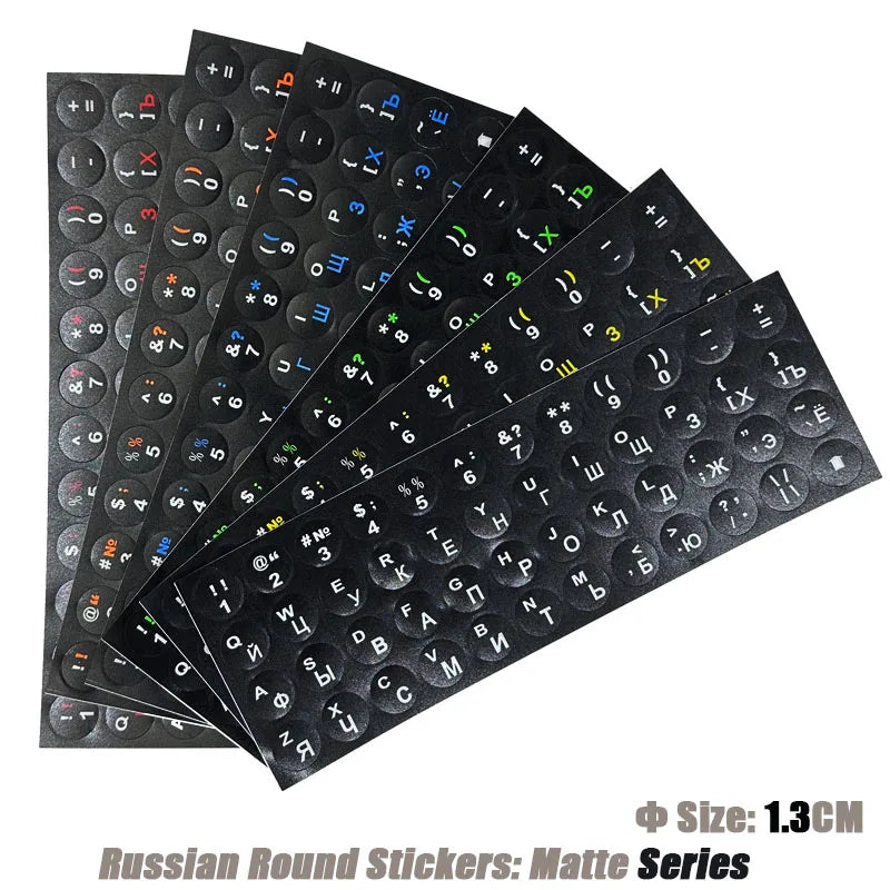SR Russian 13 Colors Smooth Matte Circle Keyboard Sticker Language Protective Film Layout Button Letters PC Laptop Accessories