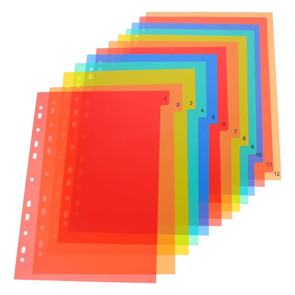 A4 Separated Loose Leaf Page Dividers Folder Number File PP Book Binder Plastic Binders Tabs Book Binder Dividers A4 Page Marker