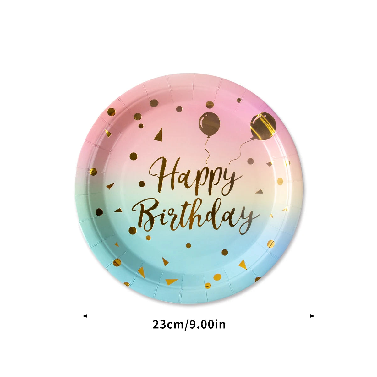 Pastel Rainbow Party Birthday Disposable Tableware Gold Dot Rainbow Gradient Paper Plate Cup Napkin Birthday Wedding Supplies