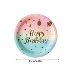 Pastel Rainbow Party Birthday Disposable Tableware Gold Dot Rainbow Gradient Paper Plate Cup Napkin Birthday Wedding Supplies