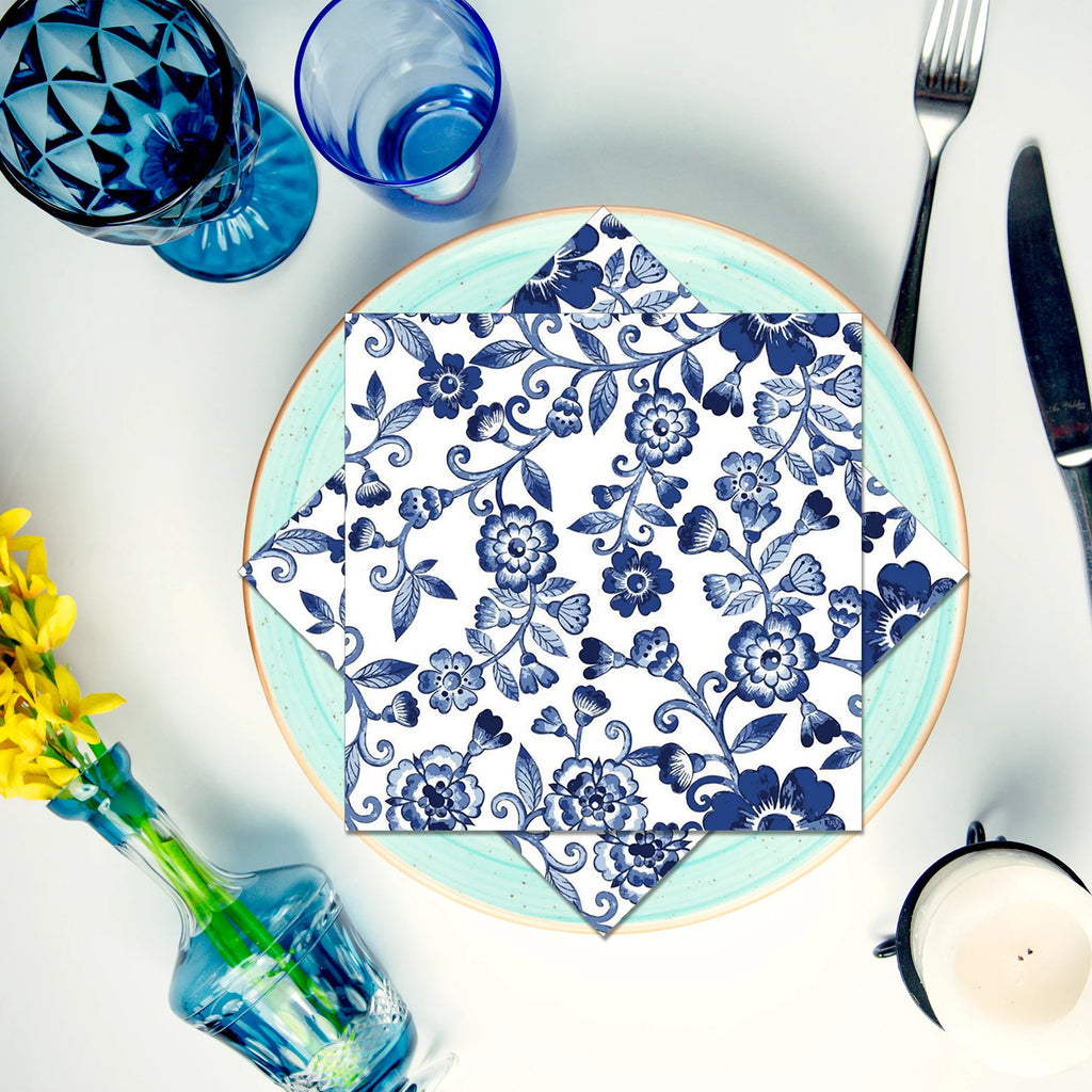 Blue and White Porcelain Paper Plates Napkins,Tableware For Birthday Decoration Wedding Decoration,Table Decor Party Supplies