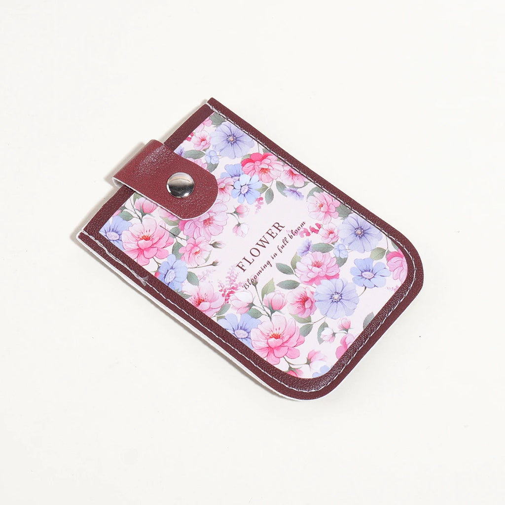 1PC Oil Painting Floral Pattern Card Holder,Pull-Out Multi-Card Slots,Suitable for ID Cards,Bank Cards, Business CardsStorage
