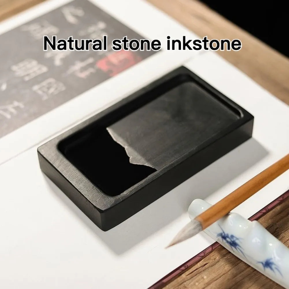 Chinese Calligraphy Inkstone Rectangular Natural Stone Ink Well Traditional Painting Tool Grinding Slab Inkwell Artist Student