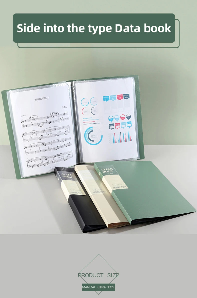 A4 Side-Loading Document Folder Multi-Layer Transparent  Organizer Paper Holder Sheet Music Binder with Dividers 20/30/40/60Page