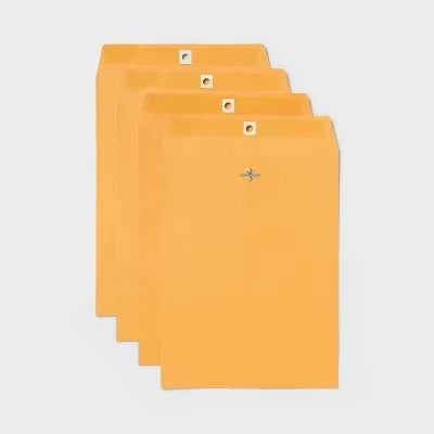 4ct 9" x 12" Clasp Closure Manila Envelopes: Large Mailing Envelopes, Beige, Paper, Stationery, 4 Pack