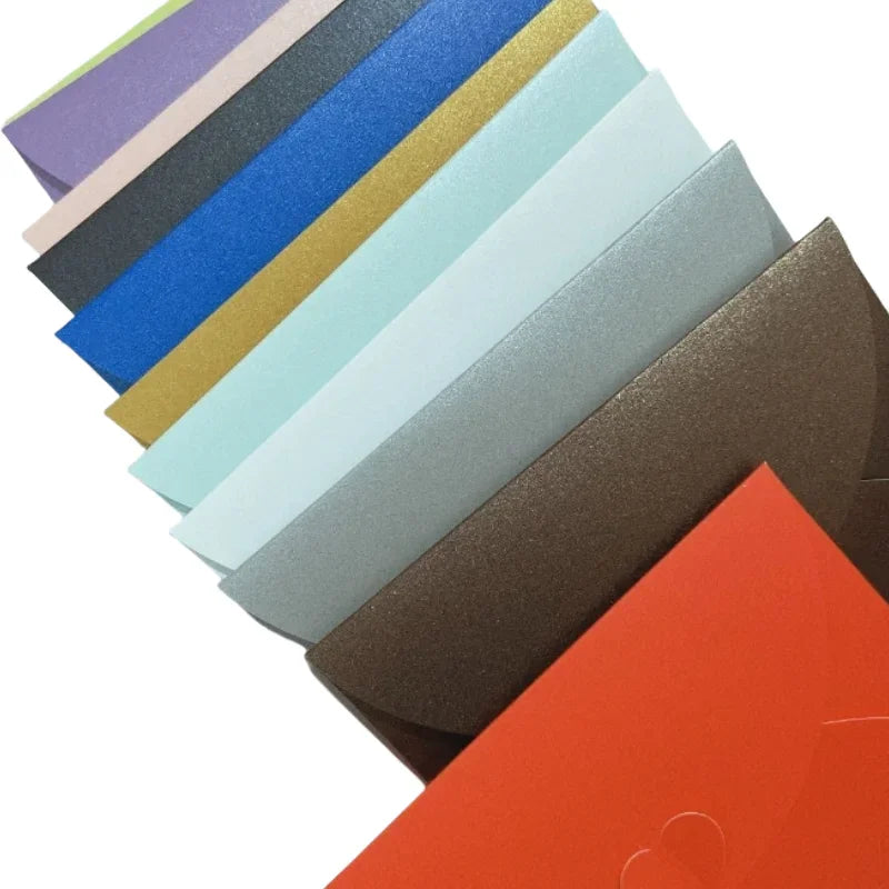 20pcs Colored pearlescent Envelope Thick Cardboard Small Foldable DIY Paper Envelopes Self Locking Buckle Letter Gift Card Cover
