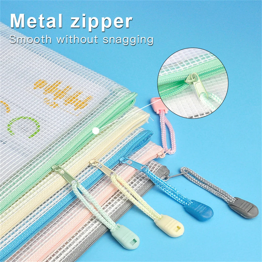 5/10pcs A4 Zippered File and Storage Bag, Waterproof and Transparent Storage Bag Suitable for School Office Travel Storage