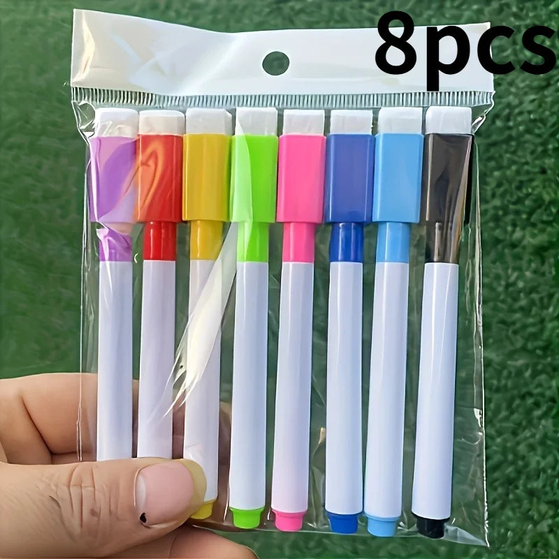 8pcs Dust-Free Dry Erase Markers for Whiteboards - Non-toxic, Quick-drying, Fade-resistant,for Writing on Various Surfaces.