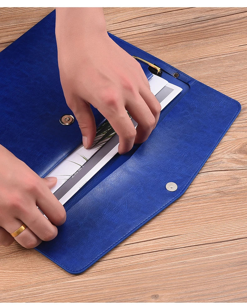 A6 A5 A4 Leather File Folder Data Package Document Bag Fashion Briefcase Data Contract Bill File Bag School Office Supplies