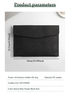 1pcs Leather A4/A5 File Bag Waterproof Wear-resistant Ultra-large Capacity Folder Business Office School File Storage Supplies