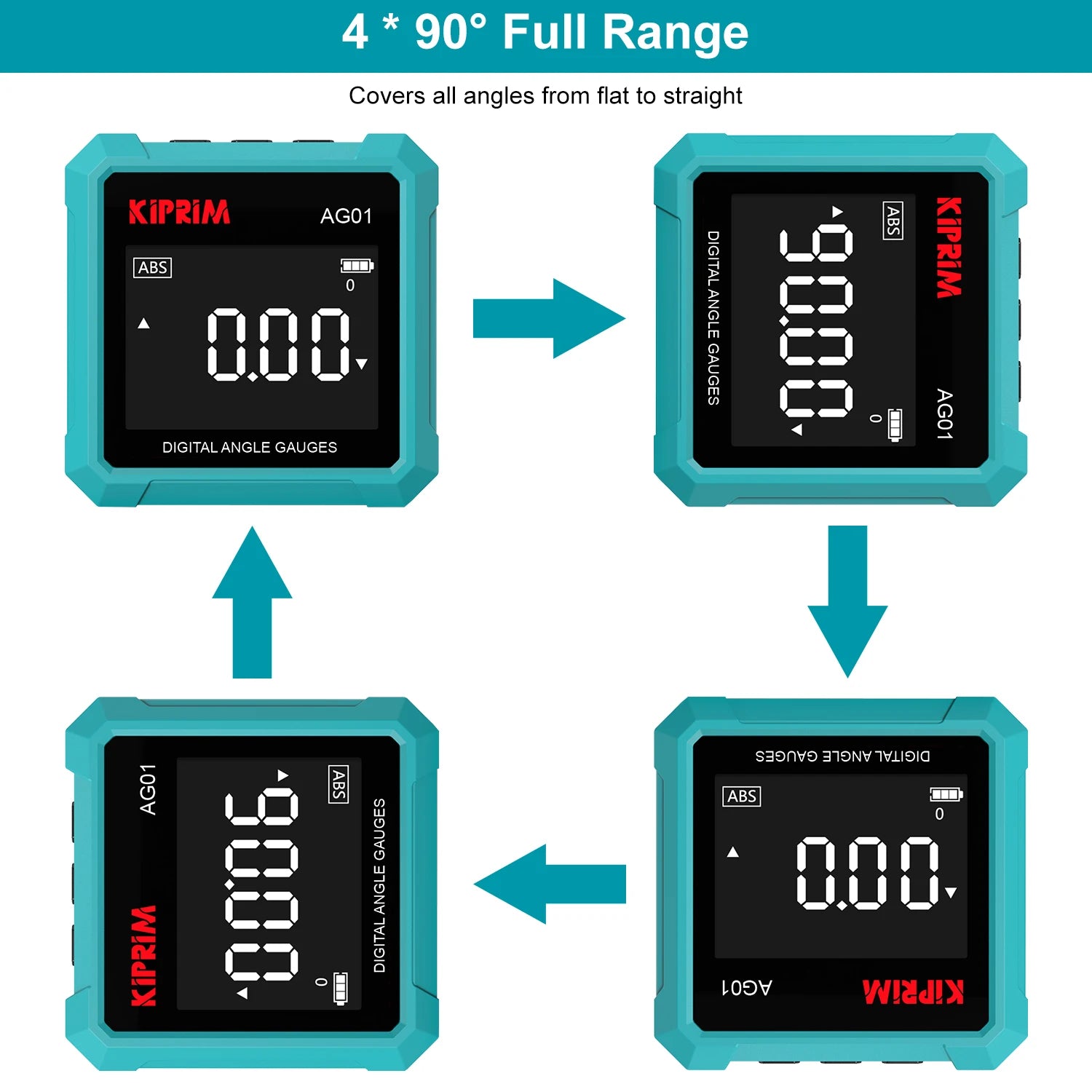 Kiprim Digital Goniometer Electronic Level Box Electronic Angle Ruler Backlight Protractor Wood Working Inclinometer Tools