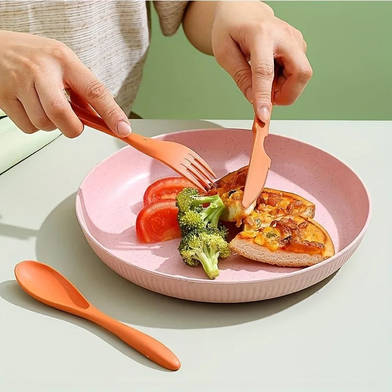 3 In1 Portable Cutlery Set Reusable Home Travel Utensil Set Fork Spoon Knife Dinnerware Set Picnic Camping Tableware with Box