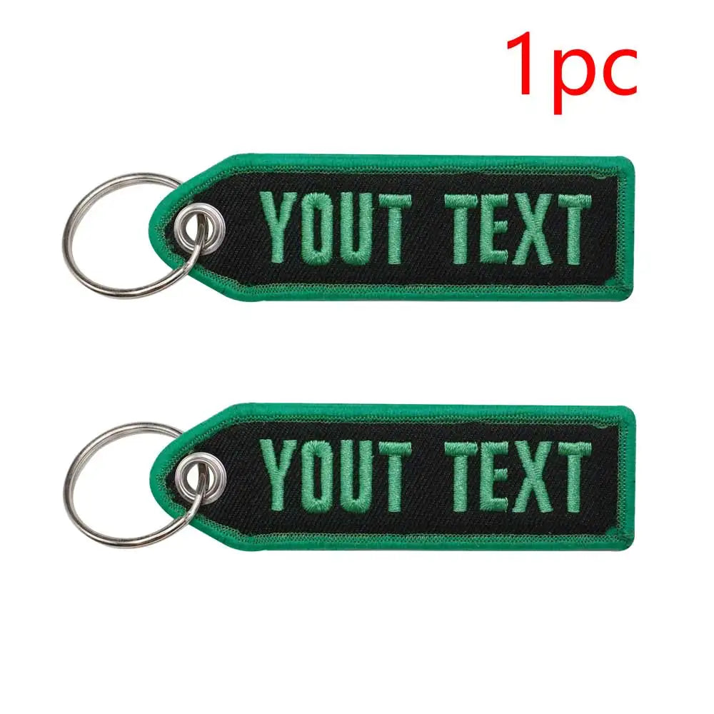 Personalized Color font  Keychain  Customize Text Tag Double Sided Embroidery for Motorcycles Cars ATV Scooters