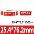 500/1000pcs Fragile Warning Stickers Handle With Care Labels 25.4x76.2mm/50.8x76.2mm For Shipping Packaging