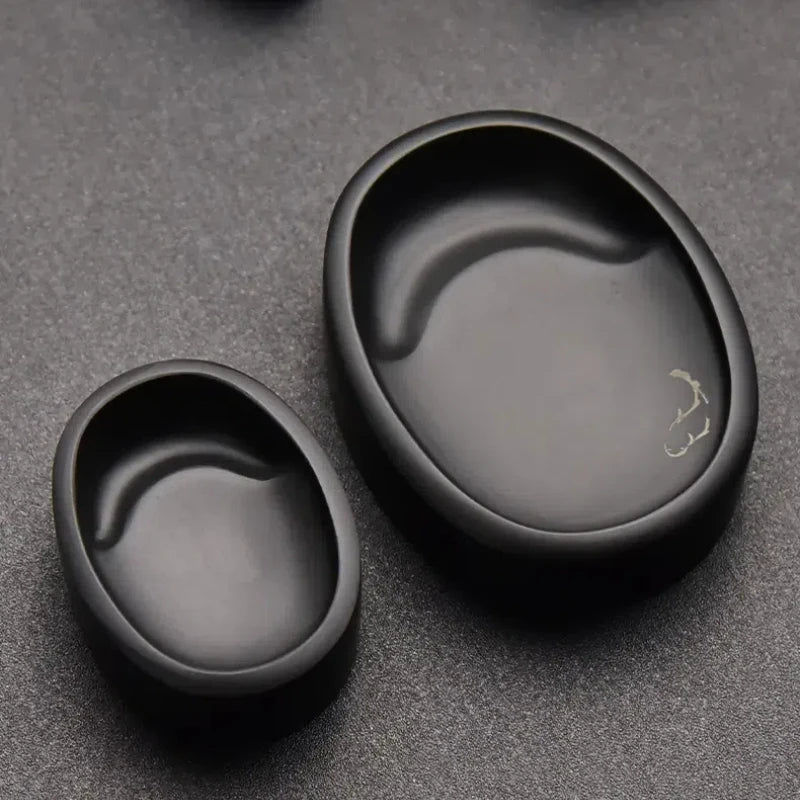 Small Portable Ink stone Chinese Style Calligraphy Regular Script Ink Stone Students Brush Writing Raw Stone She Inkstone