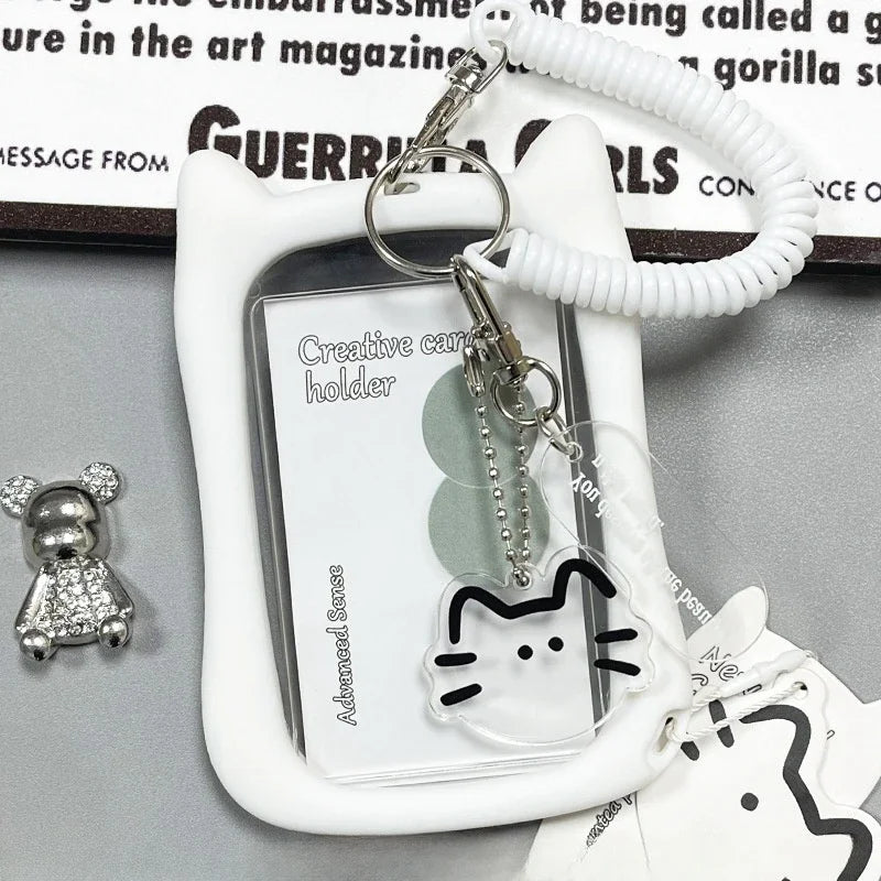Cute  Photocard Keychain Case - Clear PVC Card Holder with Key Ring for Backpack, Protective Display Sleeve for Idol Photo, Gift for Fans Collectors