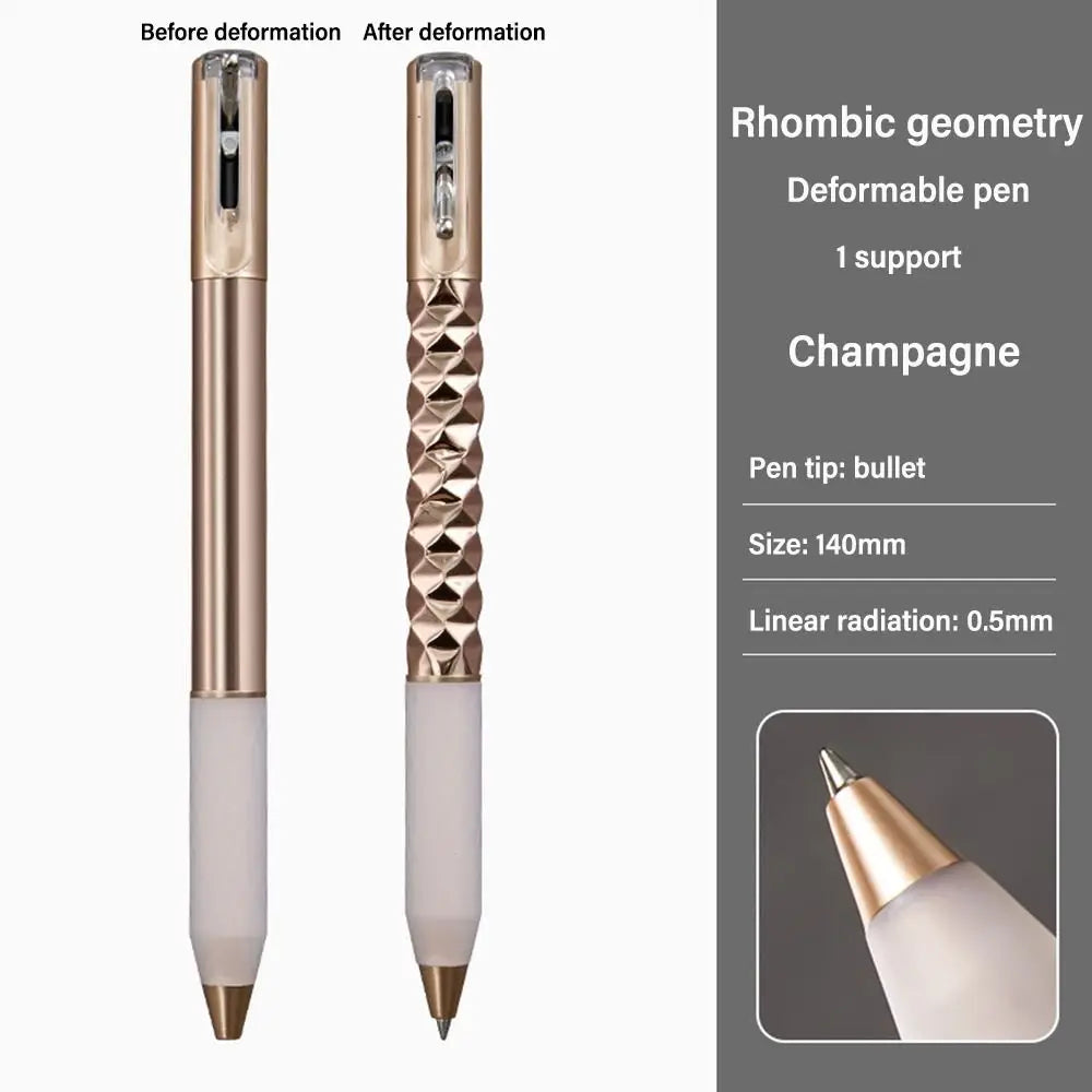 Metal Geometric Deformation Neutral Pen Decompression Intersting Shape Change Gel Pen Student Writing Anamorphic Pen Gift