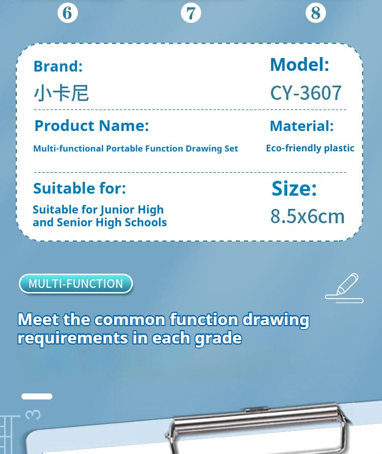 Mathematical Rulers Set Multi-function Geometry Drawing Ruler Transparent Rotatable Scale Ruler for Drafting School Supplies