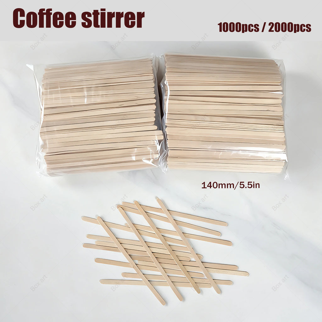 1000/2000Pcs, Disposable Wooden Stirring Sticks, 14Cm/5.5In Natural Birch Wood, Coffee Accessories, for Cocktails, Coffee Shops, Bars, Restaurants, Halloween, Christmas Parties, Picnics, Gatherings, DIY Crafts