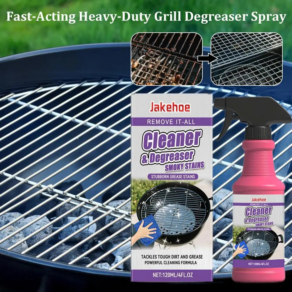 JAKEHOE 120ml Barbecue Rack Cleaner Powerful Cleaning Stubborn Grease Removes Carbon Deposits Safe Formula No Damage for Grill