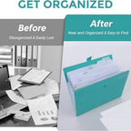 7-Pocket Expanding File Folder, Accordion Document Organizer | Professional Portable Paper Receipt Holder with Labels for Office Home Business, Letter/A4 Size Green