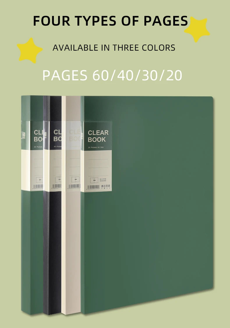 A3 Side-Loading Portfolio 8K Album for Children's Certificates, Artwork, Drawing Paper, and Poster Collection Folder