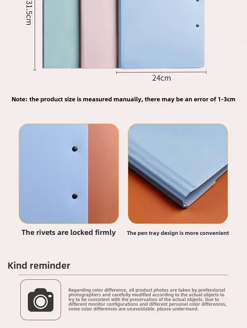 New A4 File Folder Clipboard Writing Pad Memo Clip Board Double Clips Organizer School Office Stationary