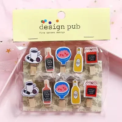 10 Pcs/Lot Creative Cartoon Animal Wooden Clip With Hemp Rope Photo Paper Clothespin Craft Clips Party Decoration Clip