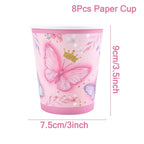 Butterfly Birthday Party Decoration  Butterfly Party Disposable Tableware Paper Cup Plate Birthday  Party