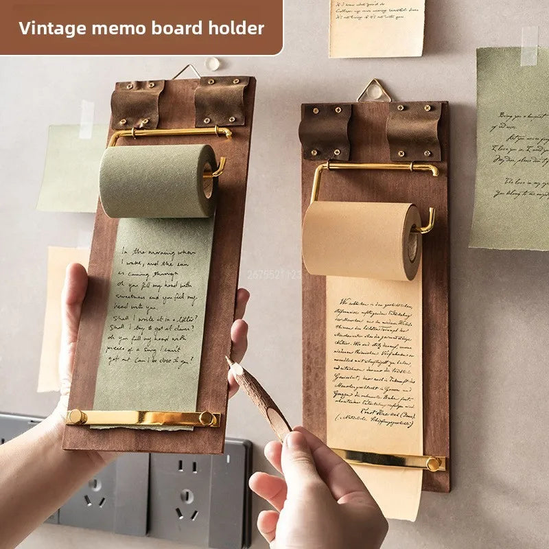 Vintage Sticky Note Clip Hanging Roll Paper Sticky Note No Sticky Ins Wind Board Note Blank Notepad Message Pad
