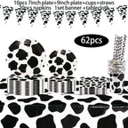Cow Party Themed Disposable Tableware Set Paper Plates and Cow Napkins for Kids Cow Themed Birthday Party Decorations