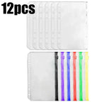 2-24Pcs Clear A6 6-Hole Binder Pockets Waterproof PVC Organizer Cash Budget Envelopes Zipper Binder Pouches for Notebook Planner