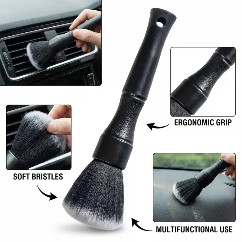 1PC Black Soft Bristled Dust Brush - Suitable for Cleaning Car Interiors, Instrument Panels, and Computer Keyboards