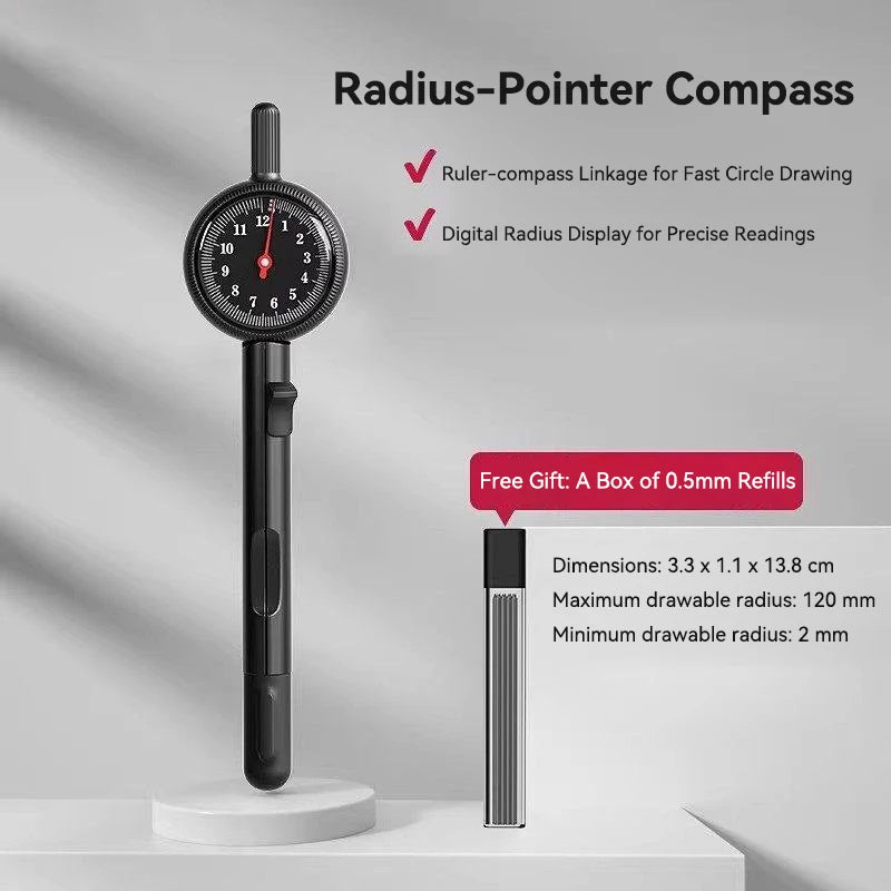 Press Student Compass Geometry Set Precision Digital Display Compass for Students Circle Drawing Gauge Tool Exam School Supplies
